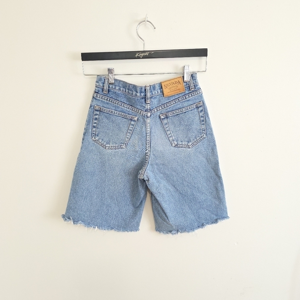 Vintage Bermuda Short Cut Off Denim Blue Jean Shorts NEVADA - Picture 4 of 7